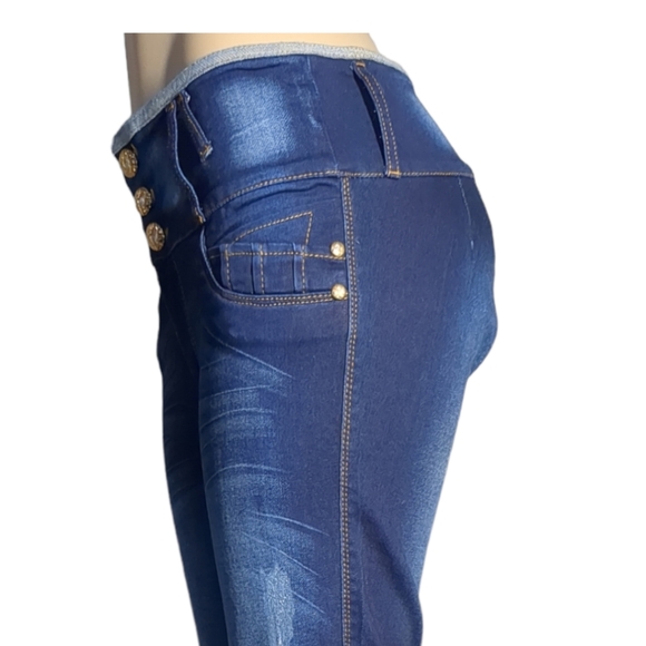 *NEW* Colombian Authentic Skinny Butt Lifter Blue Jeans Size 14 - Picture 6 of 12